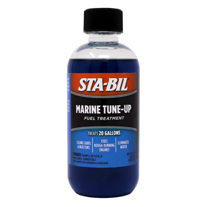 STA-BIL Marine Tune-Up Fuel Treatment â€“ Cleans Carburetors and Injectors â€“ Fixes Rough Running Engines â€“ Eliminates Water â€“ Treats up to 20 Gallons â€“ 8 oz. (22313), Blue, 8oz - Image 1